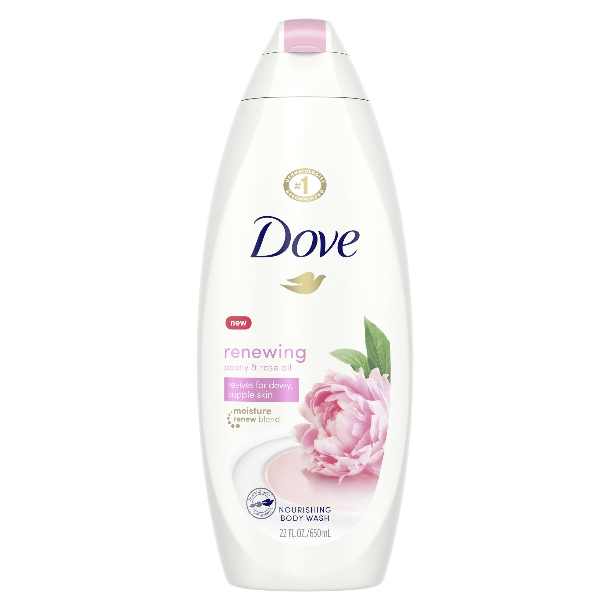 Dove Renew Body Wash - Peony & Rose Oil 24hr Lotion-Soft Skin - Vegan & PETA Approved 20 Fl Oz - Bellso